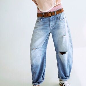 We The Free Good Luck Mid-Rise Barrel Jeans